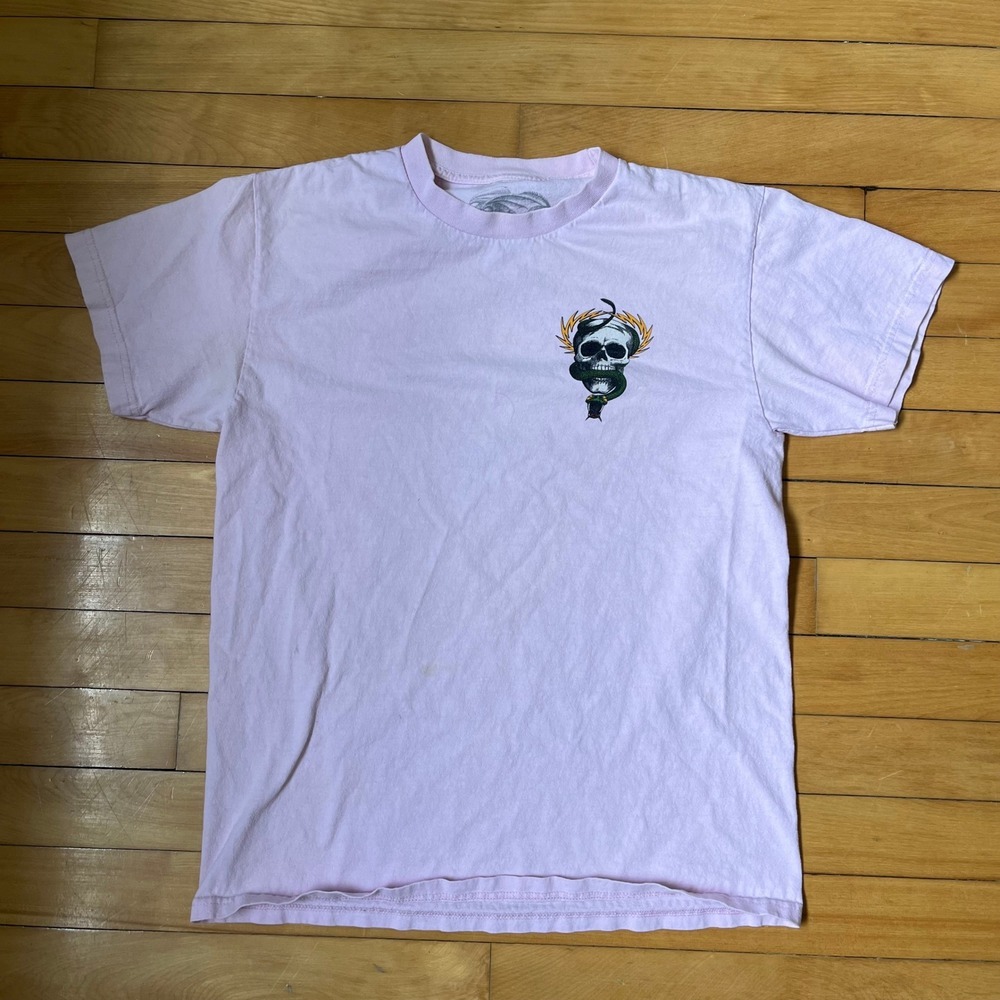 Powell Peralta Pink Skull and Snake Graphic T-Shirt Mens Small Short Sleeve